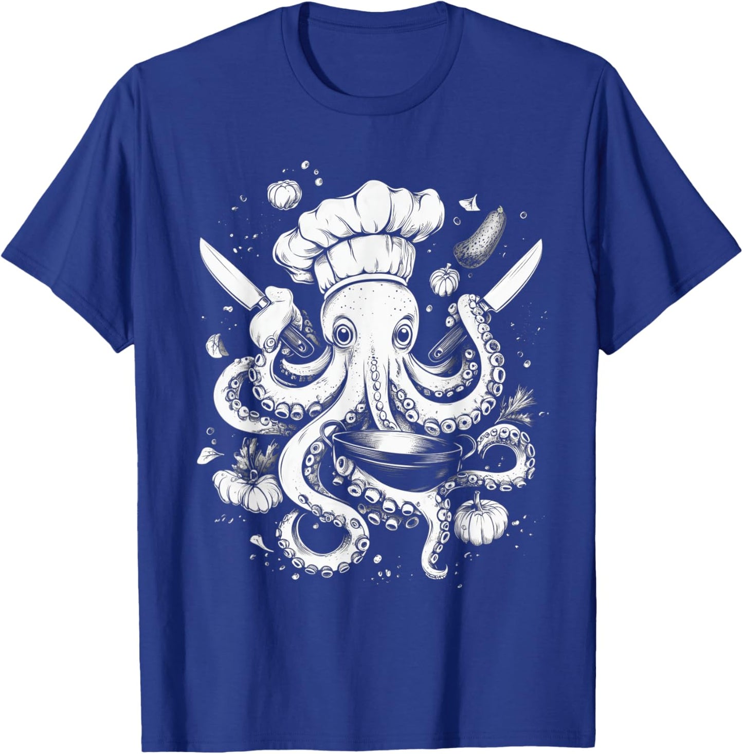 Chef Octopus Funny Cooking Kraken Sous Chef Cook T-Shirt - T-Shirt | Royal
