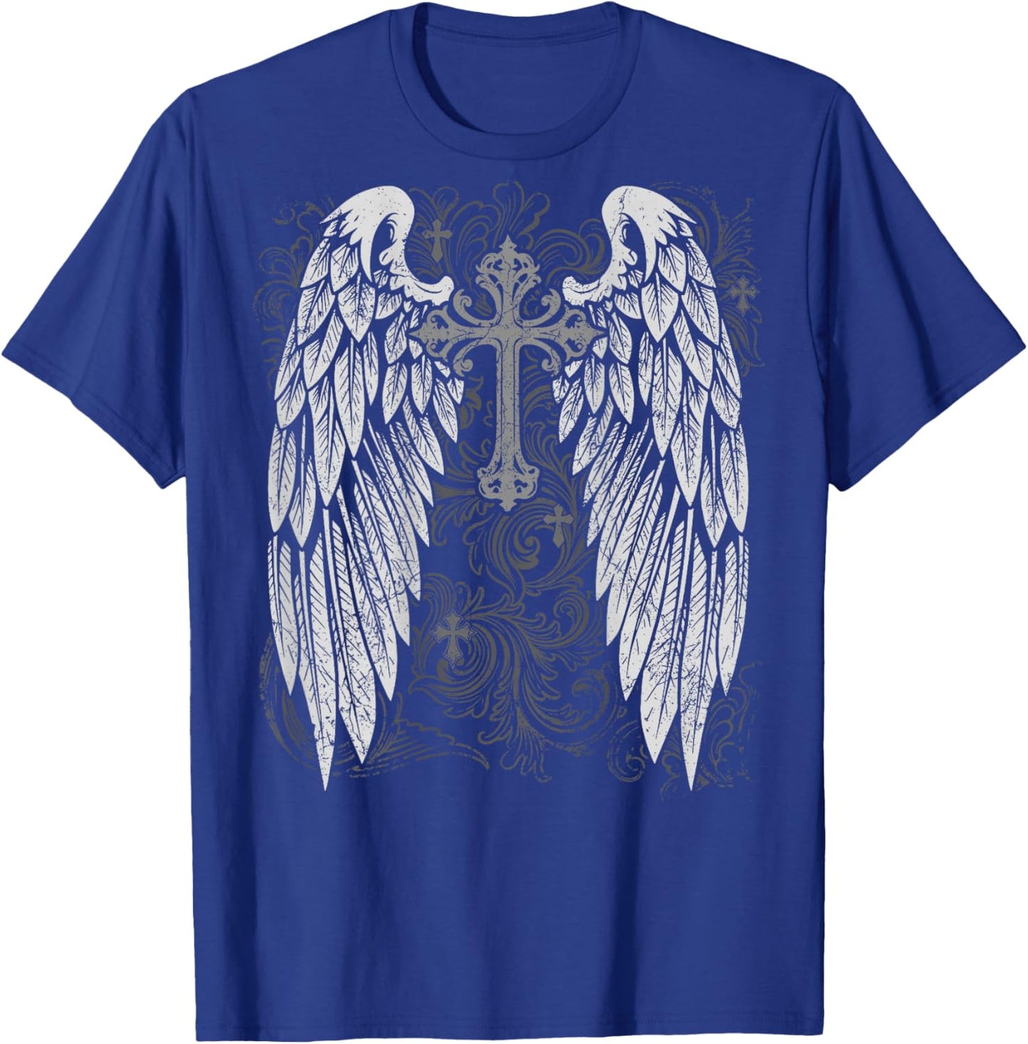 Grunge Wings Angel On Back Cross y2k 2000s Goth Emo Harajuku T-Shirt - T-Shirt | Royal