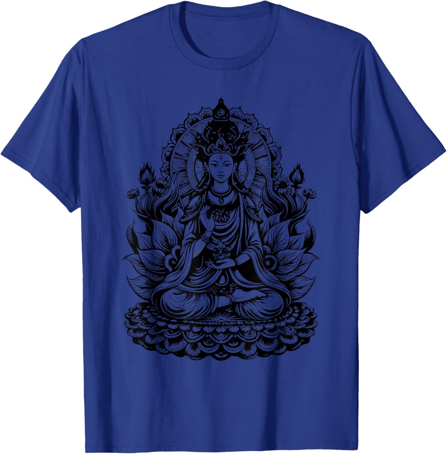 Vintage Spiritual Design Quan Yin Chinese Goddess of Compassion Kwan Yin Lotus , Small, Grey T-Shirt - T-Shirt | Royal