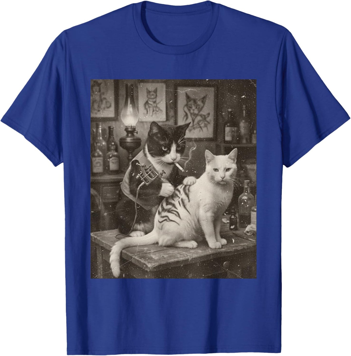 Vintage Cat Smoking Tattoo Inked Kitty Artist Funny Meme T-Shirt - T-Shirt | Royal