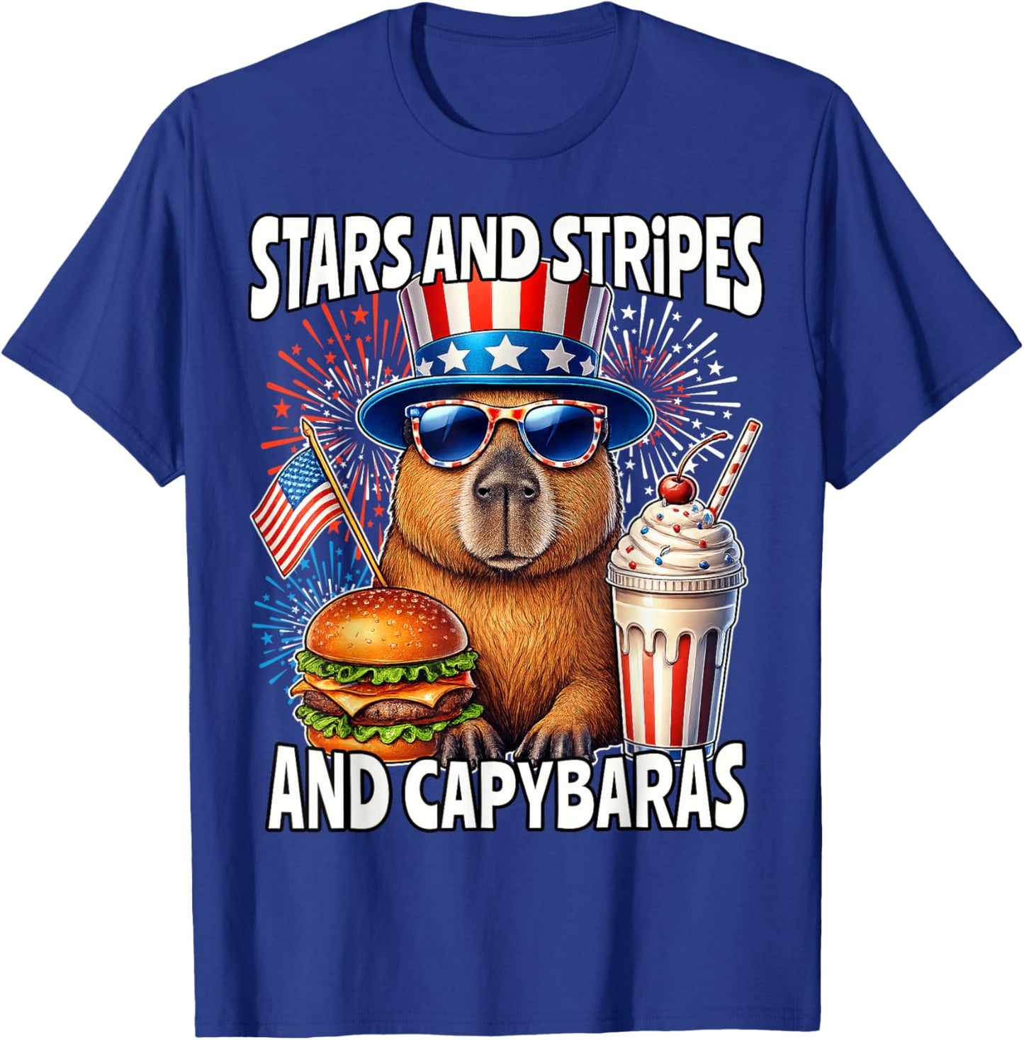 Capybara 4th of July American Capybara 250 T-Shirt - T-Shirt | Royal