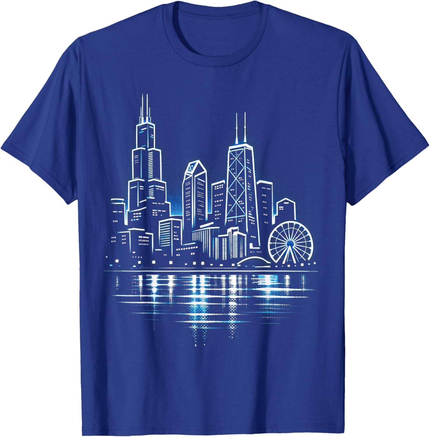 Chicago Skyline City Night Cityscape Downtown Souvenir T-Shirt - T-Shirt | Royal