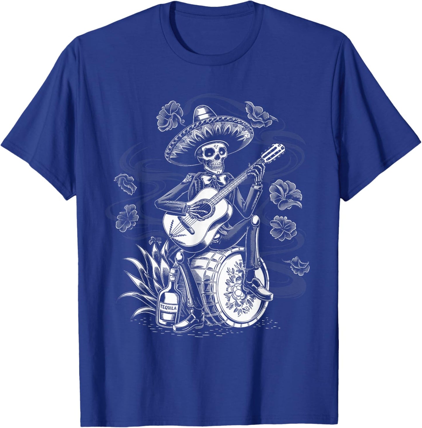 Mexico Vintage Skeleton Tequila Dia De Los Muertos Mexican T-Shirt - T-Shirt | Royal