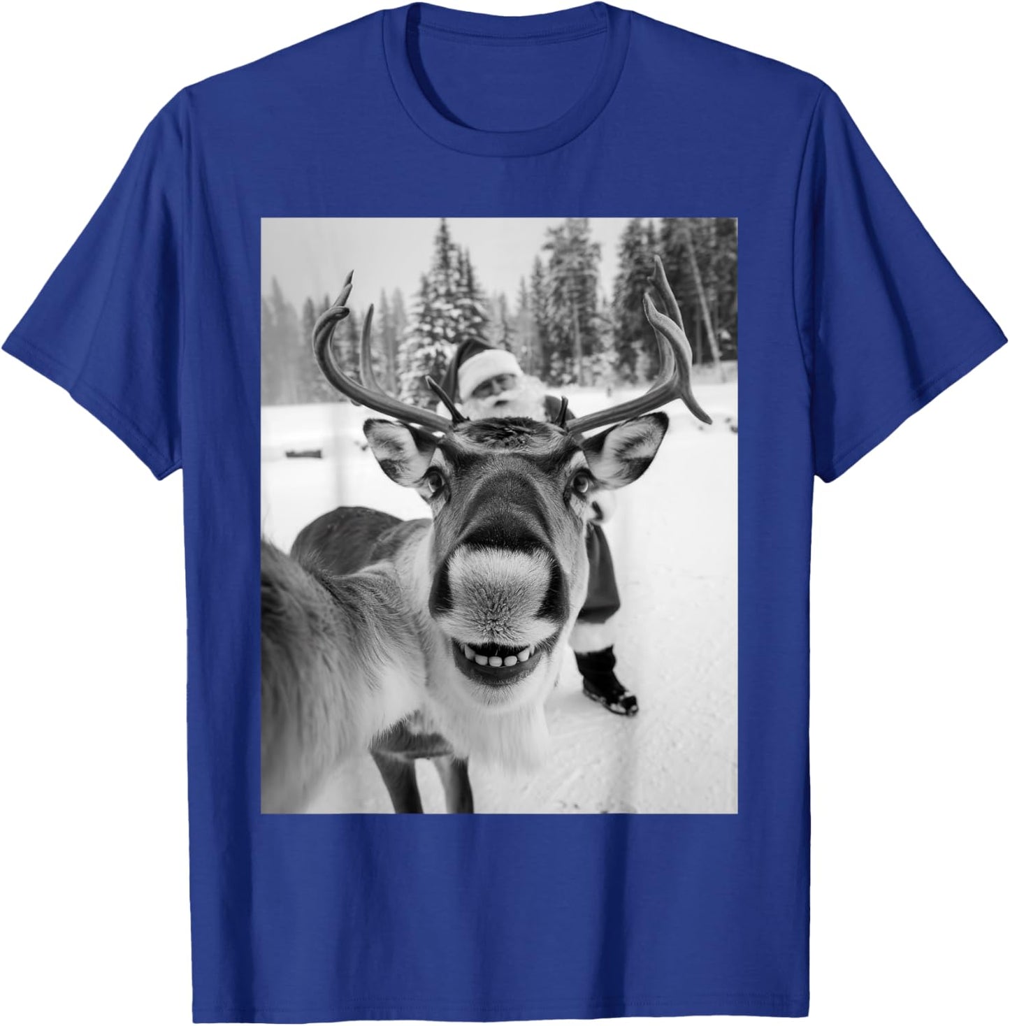 Reindeer Selfie Christmas Party Selfie Funny Reindeer Xmas T-Shirt - T-Shirt | Royal