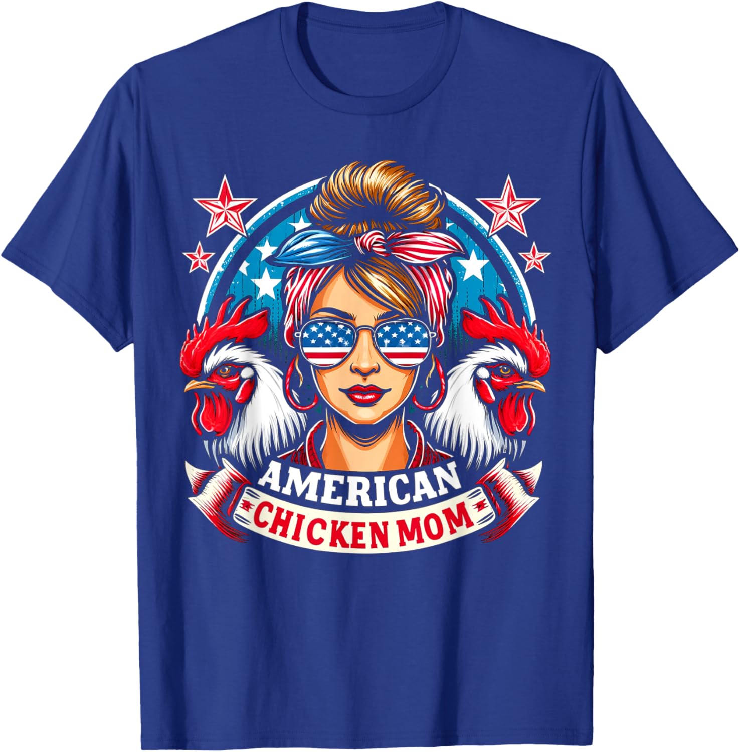 Patriotic America Chicken Mom 4th of July USA Chicken Lover Kids Men T-Shirt - T-Shirt | Royal