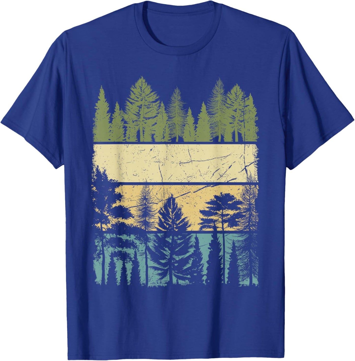 Vintage Forest Trees Wildlife Nature Hiking Camping T-Shirt - T-Shirt | Royal
