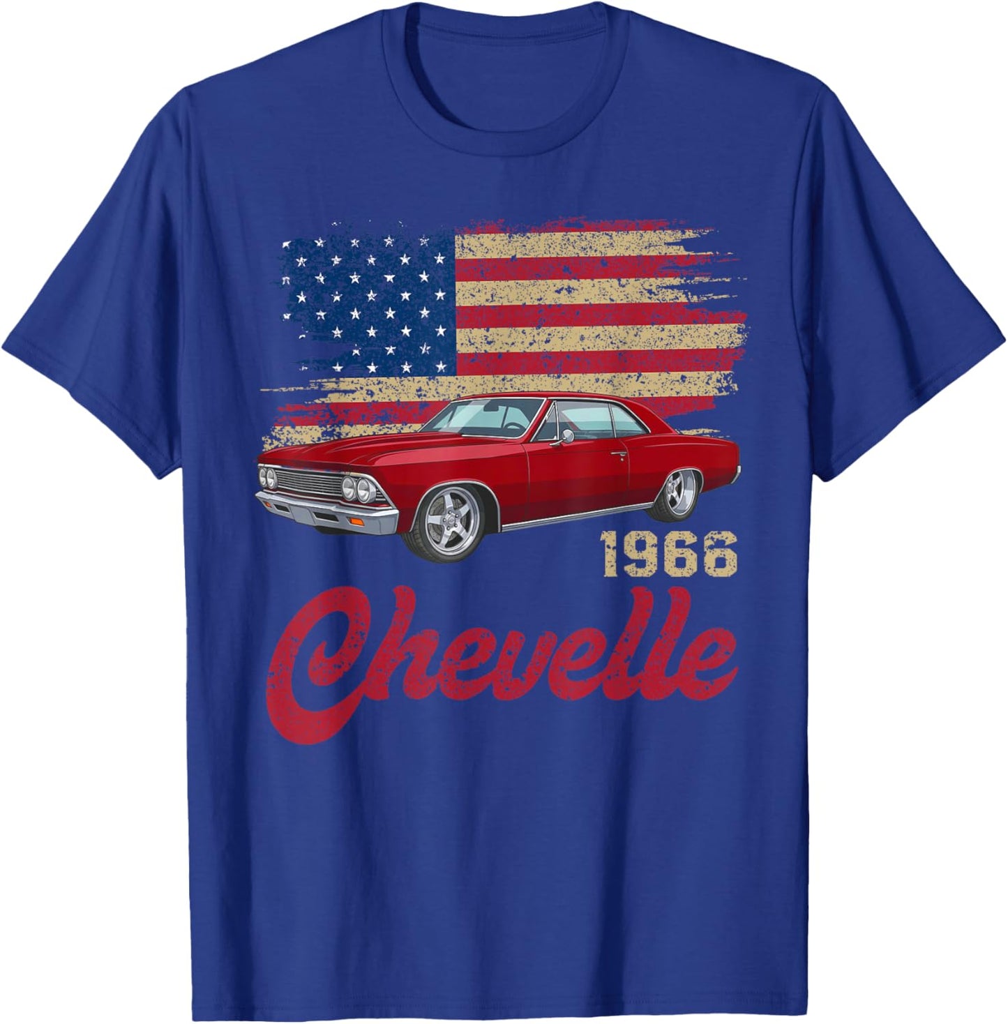 Vintage 1966 Chevelle 66 Classic American Muscle Car Hot Rod T-Shirt - T-Shirt | Royal