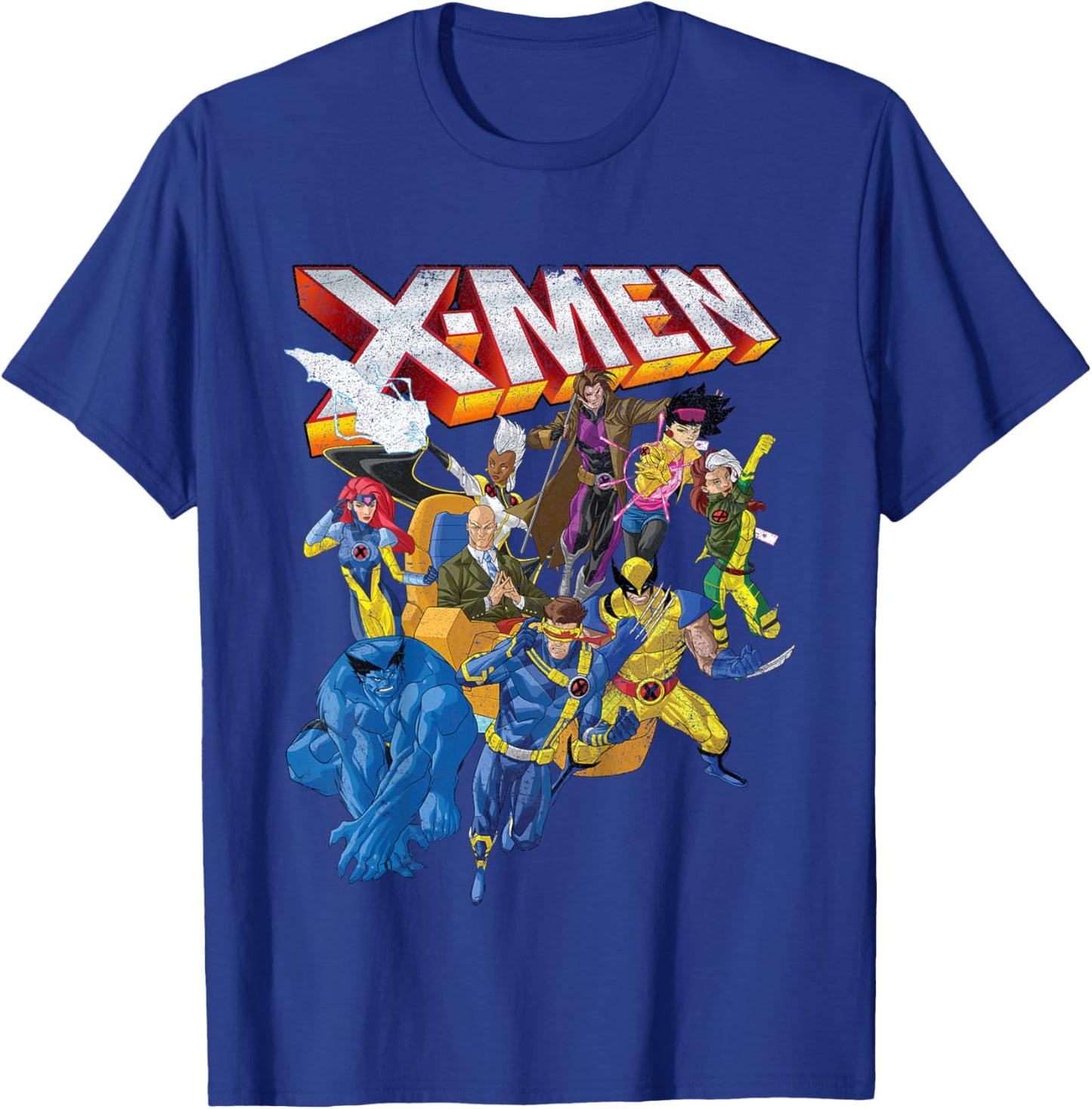 Marvel X-Men Vintage Group Shot Logo T-Shirt - T-Shirt | Royal