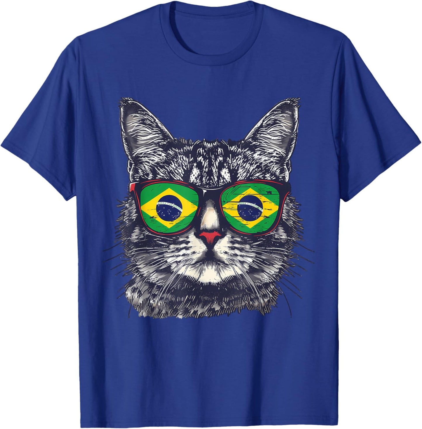 Brasil Flag Cat Brazilian Pride Brasilian Roots Brazil T-Shirt - T-Shirt | Royal