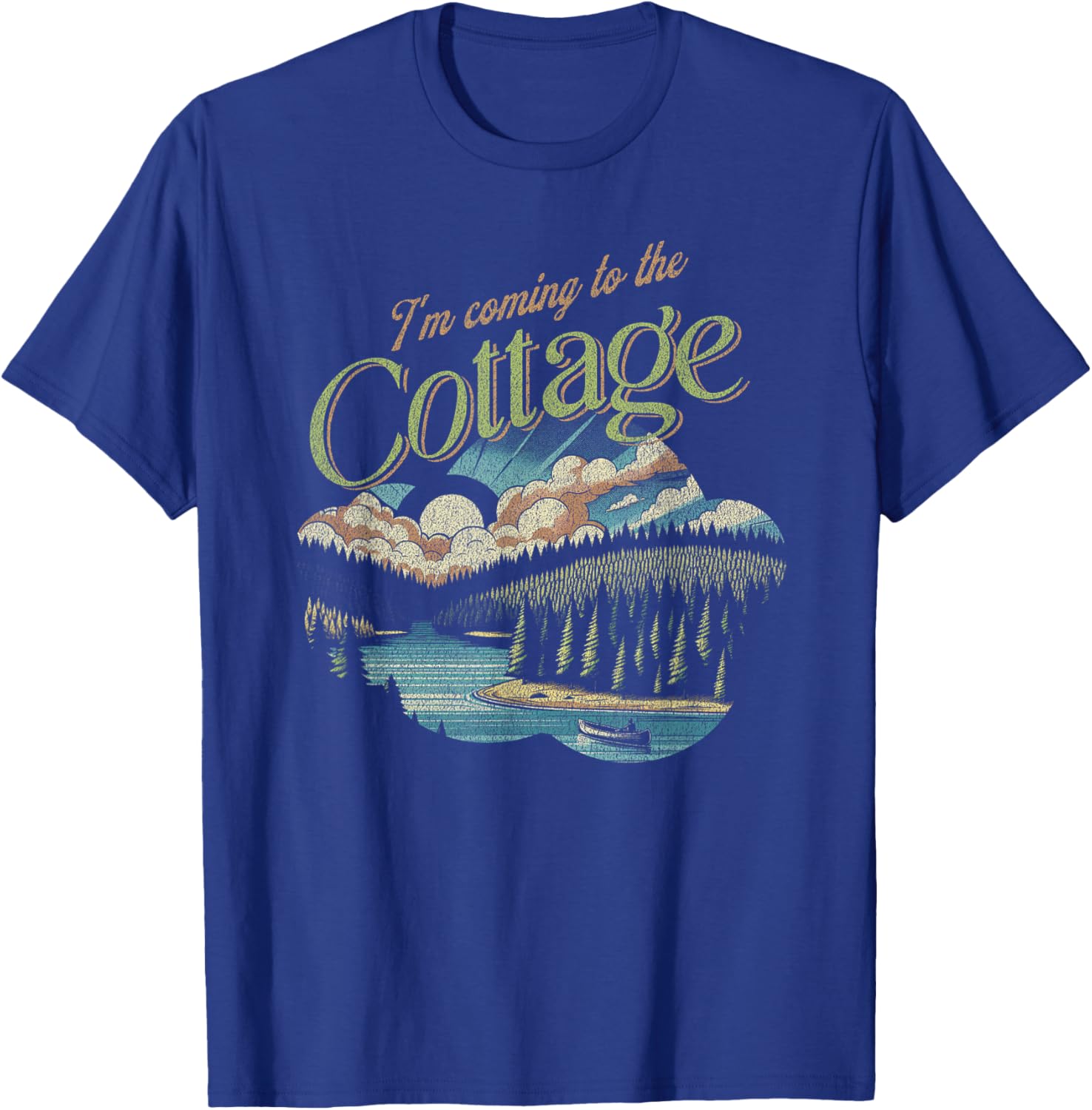 I'm Coming to The Cottage - Scenic Canoe Lake Graphic T-Shirt - T-Shirt | Royal
