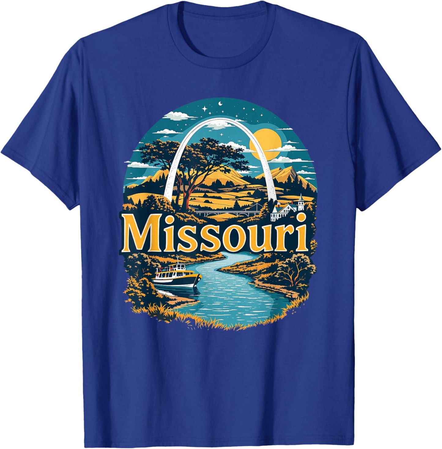 Retro Missouri Home State MO Nature Sunset Vintage T-Shirt - T-Shirt | Royal