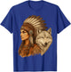 Indian Native American Woman with White Wolf Vitage T-Shirt - T-Shirt | Royal