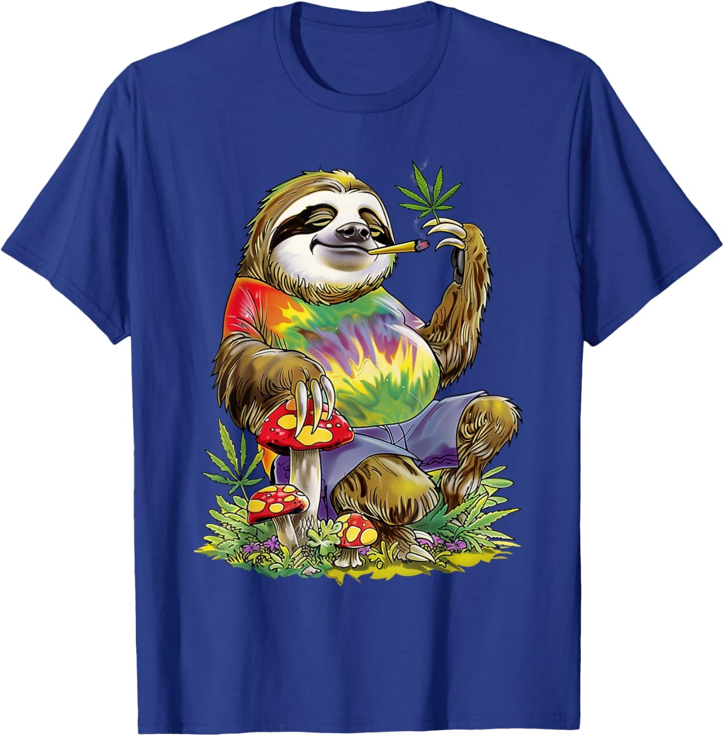 Sloth Smoking Weed Pot Marijuana Cannabis 420 T-Shirt - T-Shirt | Royal