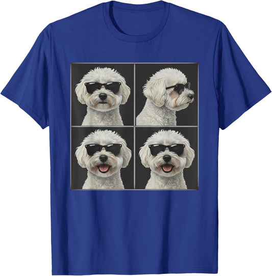 Cool Dog with Sunglasses Graphic - Bichon Frise Photobooth T-Shirt - T-Shirt | Royal