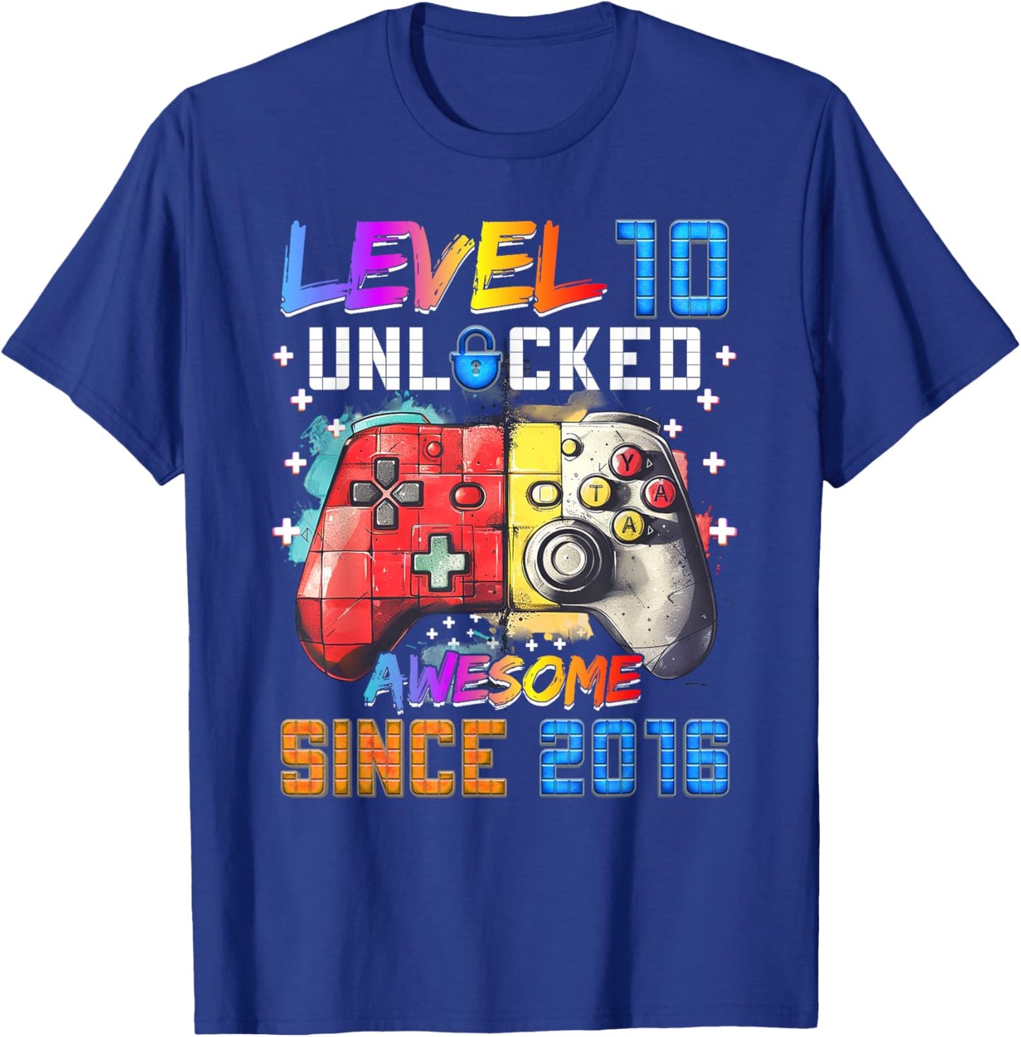 Level 10 Unlocked Funny Video Gamer 10th Birthday T-Shirt - T-Shirt | Royal