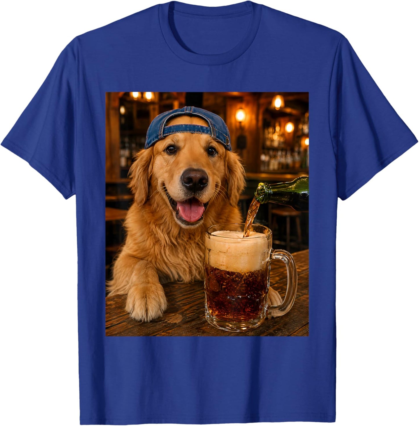 Golden Retriever Drinking Beer Funny Dog Meme T-Shirt - T-Shirt | Royal