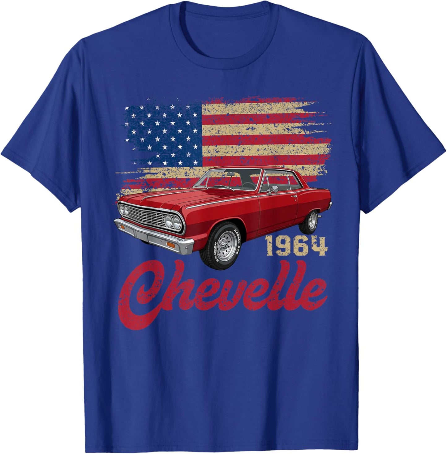 Vintage 1964 Chevelle 64 Classic American Muscle Car Hot Rod T-Shirt - T-Shirt | Royal