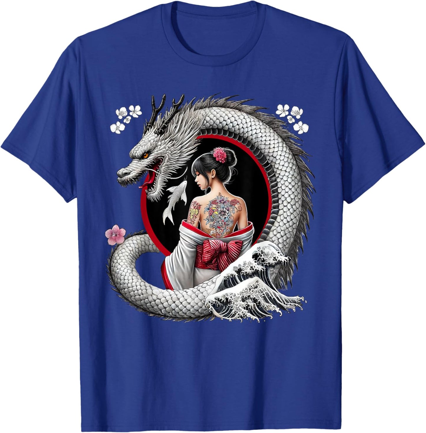 Geisha and Dragon Tattoo Art T-Shirt - T-Shirt | Royal