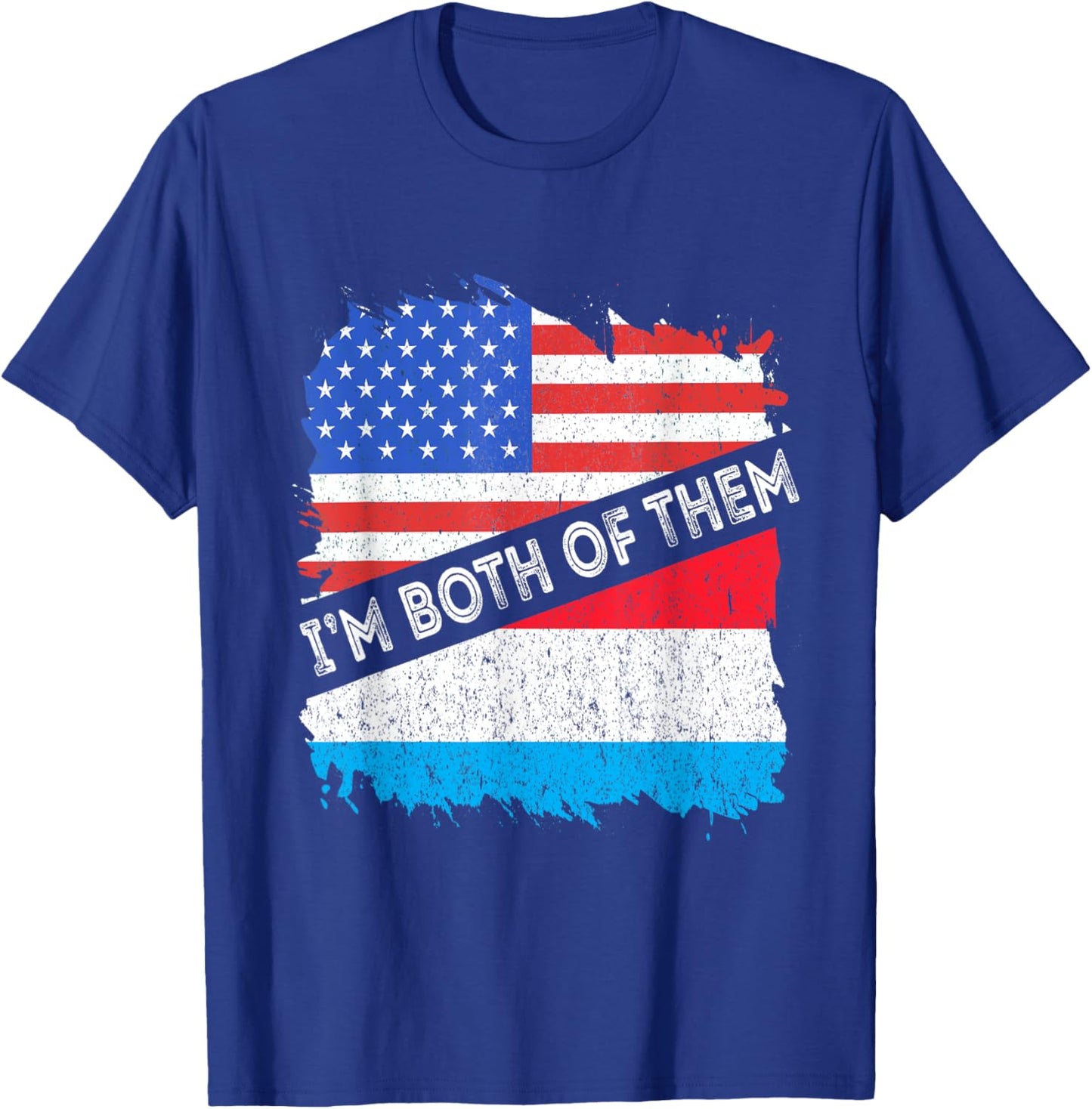 Luxembourg Flag USA America I'm Both Of Them Letzebuerg T-Shirt - T-Shirt | Royal