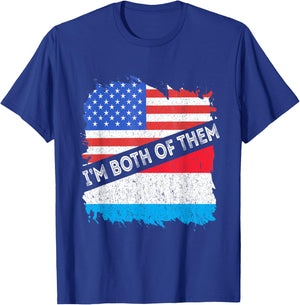 Luxembourg Flag USA America I'm Both Of Them Letzebuerg T-Shirt - T-Shirt | Royal