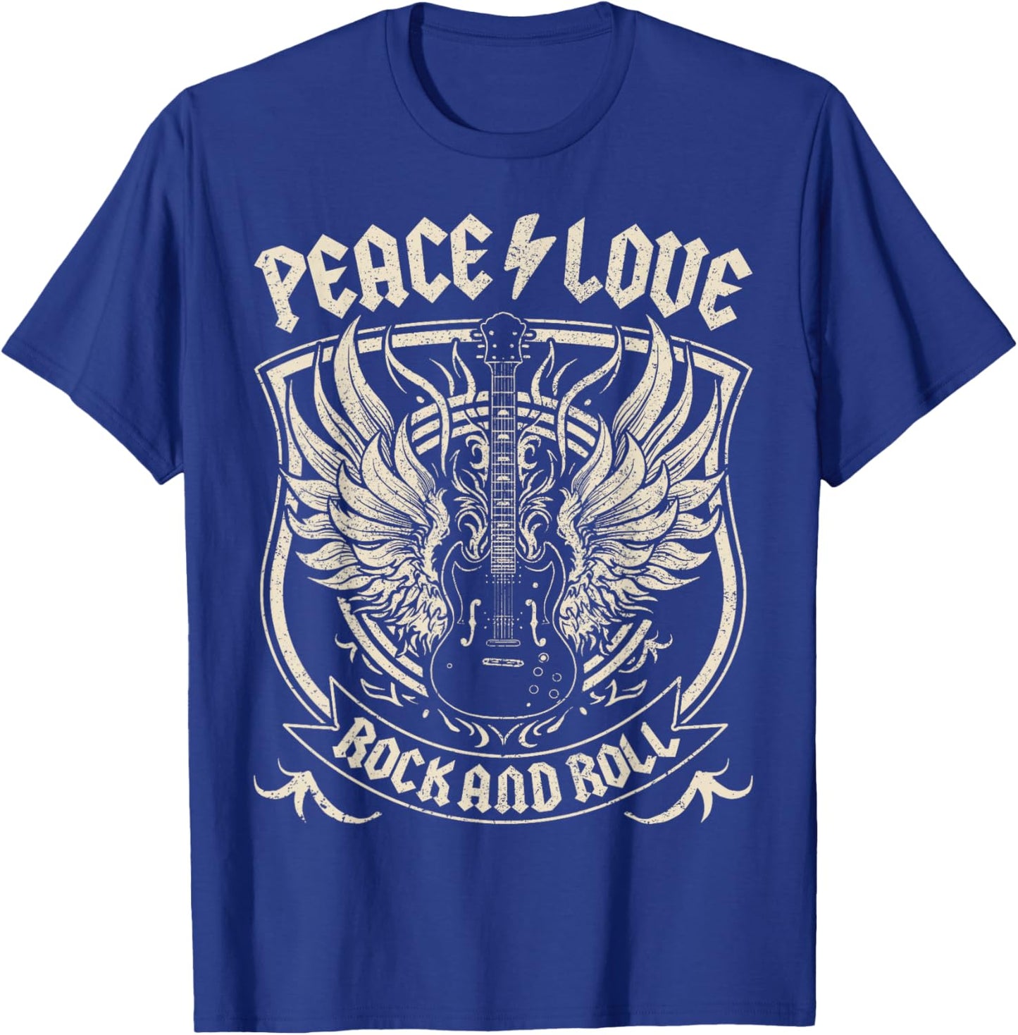 Rock Band Rock Concert Peace Love Rock And Roll Costume Rock T-Shirt - T-Shirt | Royal