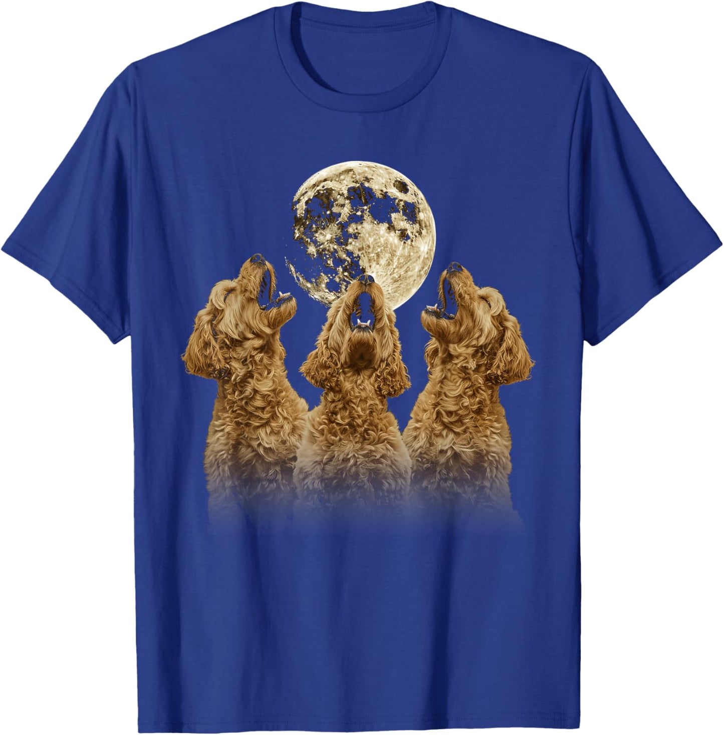 Golden Doodle Goldendoodle Dog Howling Moon T-Shirt - T-Shirt | Royal