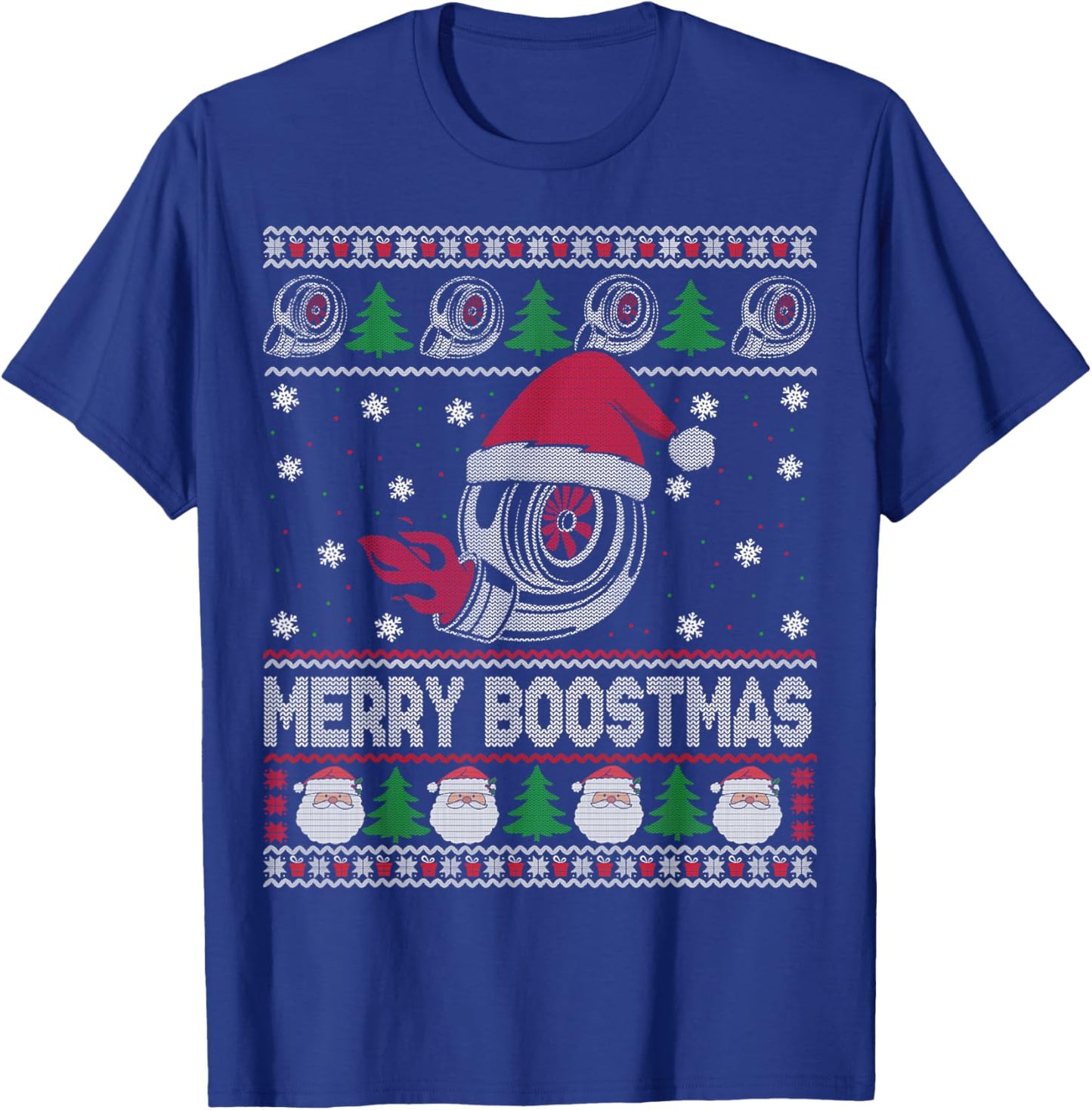 Merry Boostmas Turbo Christmas Vintage Ugly Xmas Sweater T-Shirt - T-Shirt | Royal