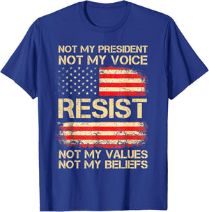 Anti-Trump Resist Not My President America Flag Vintage T-Shirt - T-Shirt | Royal