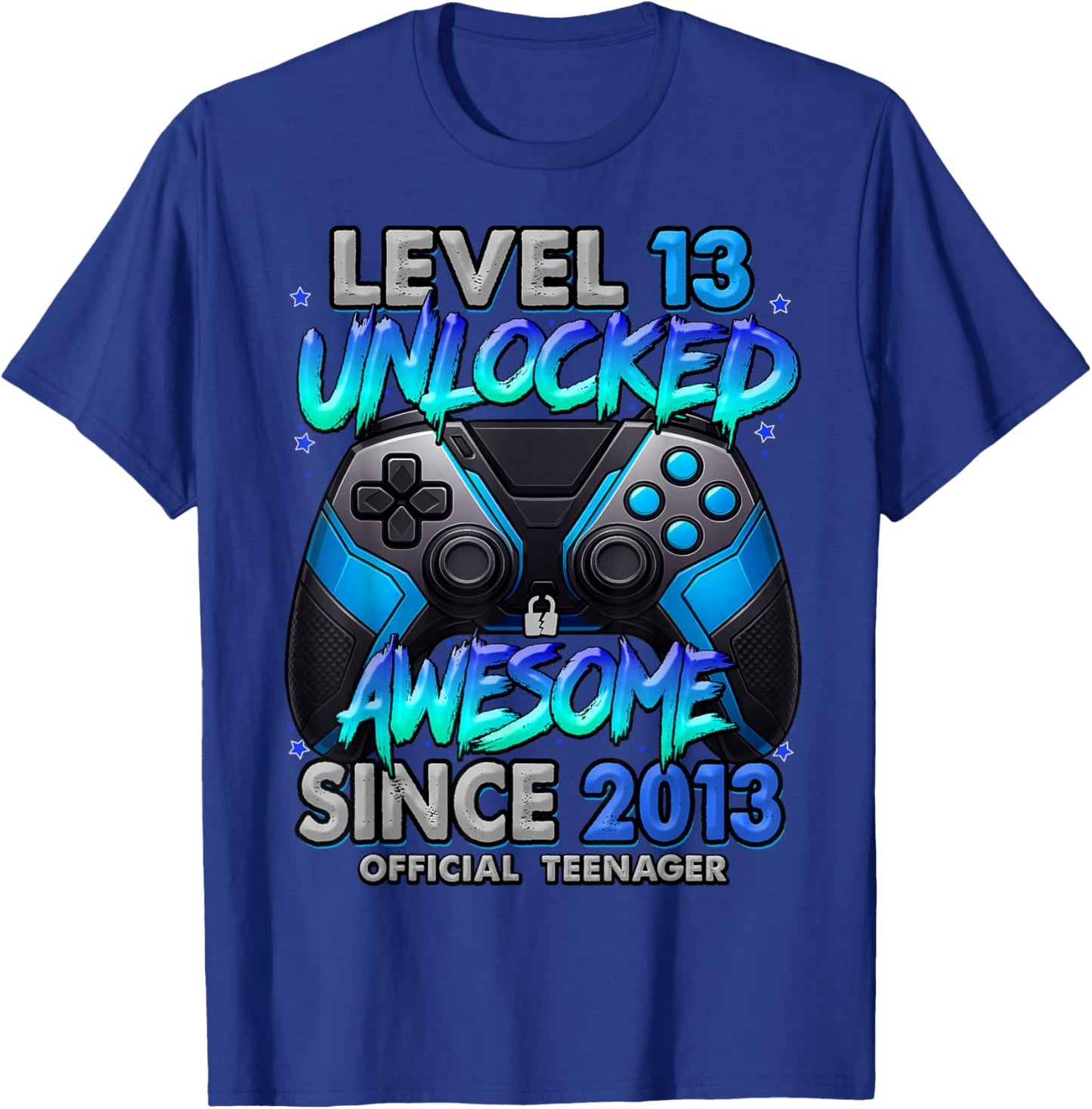 Level 13 Unlocked Awesome Since 2013 13th Birthday Gaming T-Shirt - T-Shirt | Royal