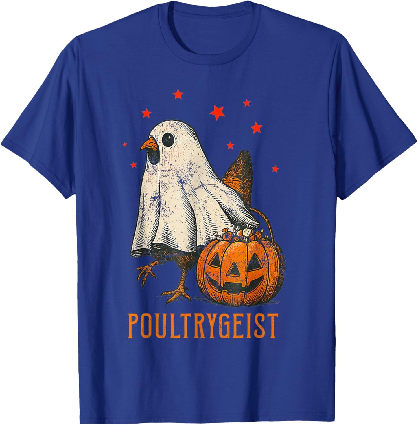 Poultrygeist Funny Halloween Chicken Ghost Costume Pumpkin T-Shirt - T-Shirt | Royal