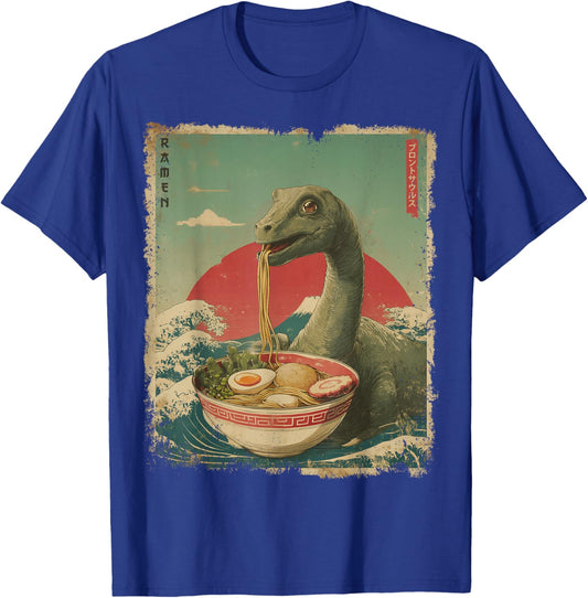 ブロントサウルス Brontosaurus Dinosaur Vintage Ramen Japanese Noodle T-Shirt - T-Shirt | Royal