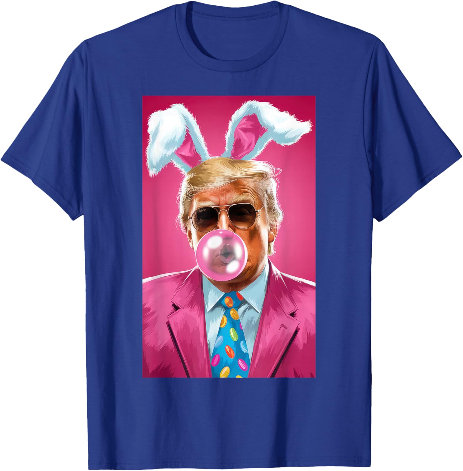 Trump Blowing Bubble Gum Political Republican Easter Day T-Shirt - T-Shirt | Royal