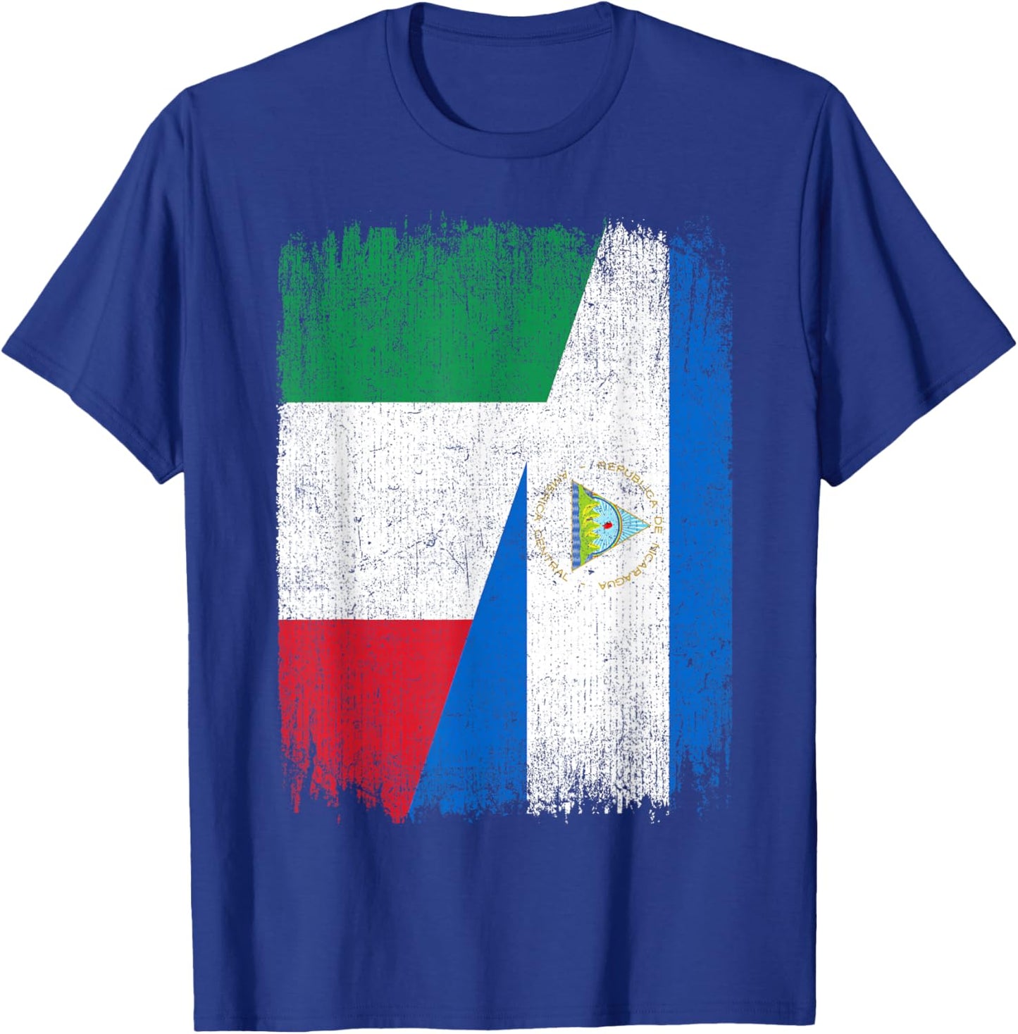 Half Italy Nicaragua Flag Italian Nicaraguan Pride Roots T-Shirt - T-Shirt | Royal