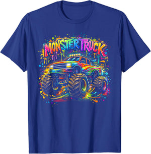 Monster Truck Retro Colorful Graffiti Toddlers Youth Adults T-Shirt - T-Shirt | Royal