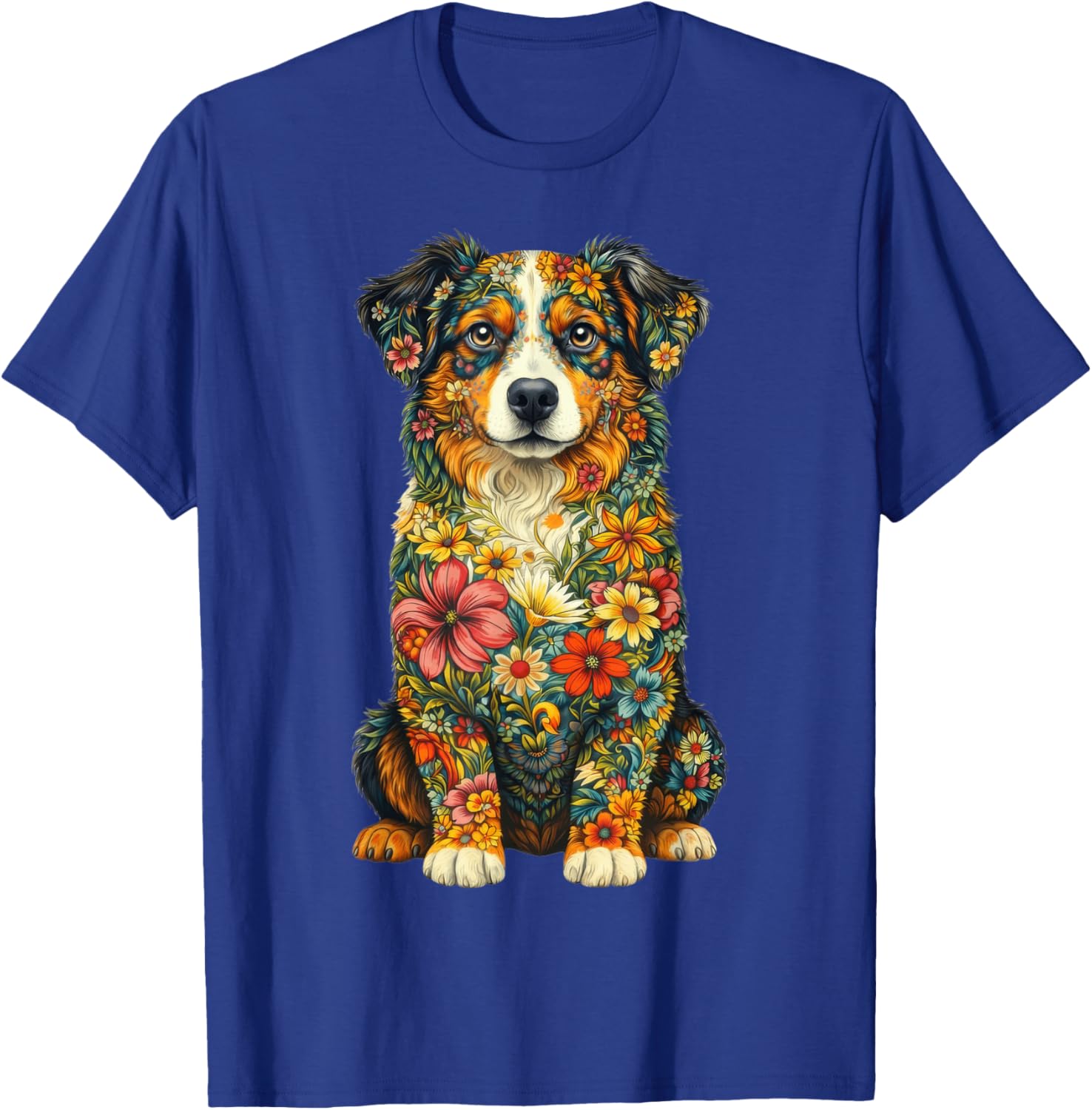 Floral Australian Shepherd Aussie Lover Dog Moms Mama Women T-Shirt - T-Shirt | Royal
