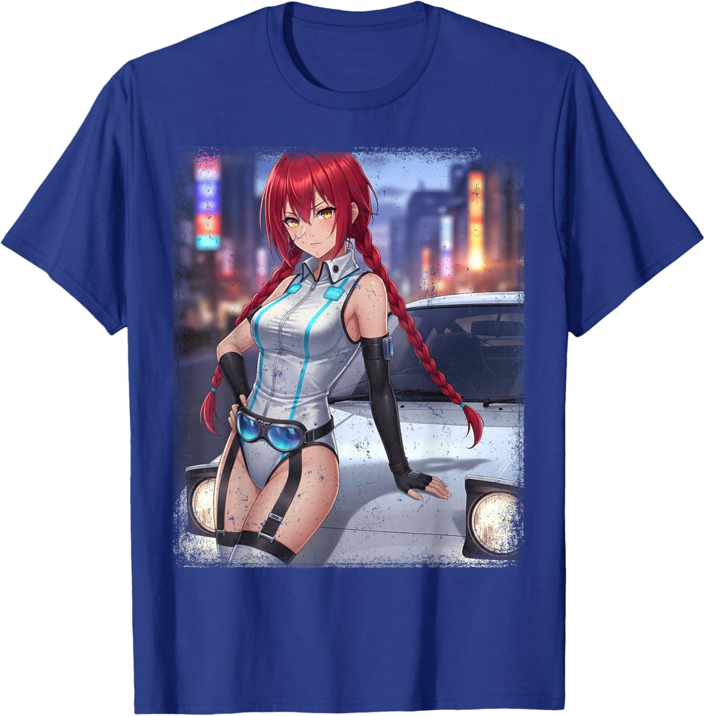 Retro Vintage Japanese JDM Race Car Waifu Anime Girl Women T-Shirt - T-Shirt | Royal