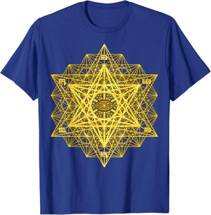 Awaken Third Eye Sacred Geometry Tetrahedron Metatron Cube T-Shirt - T-Shirt | Royal