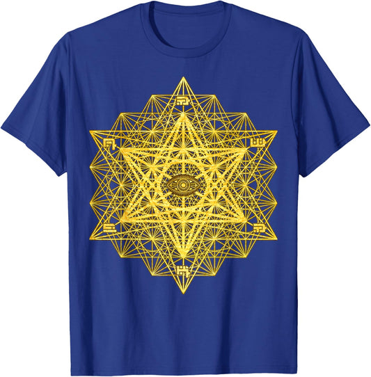 Awaken Third Eye Sacred Geometry Tetrahedron Metatron Cube T-Shirt - T-Shirt | Royal