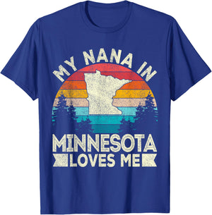 My Nana In Minnesota Loves Me Retro Minnesota Grandma T-Shirt - T-Shirt | Royal