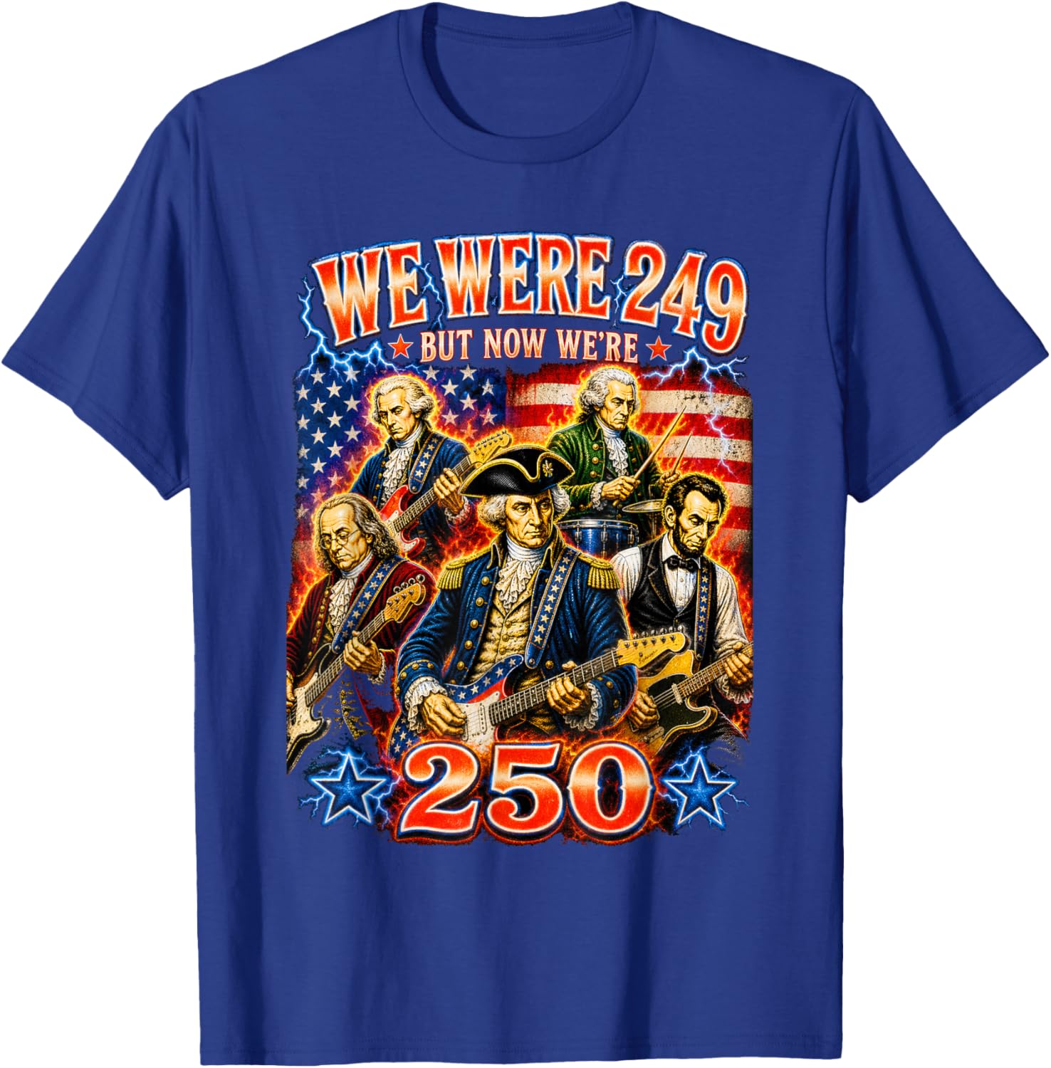 250 Years American Anniversary Funny 4th of July Bootleg T-Shirt - T-Shirt | Royal