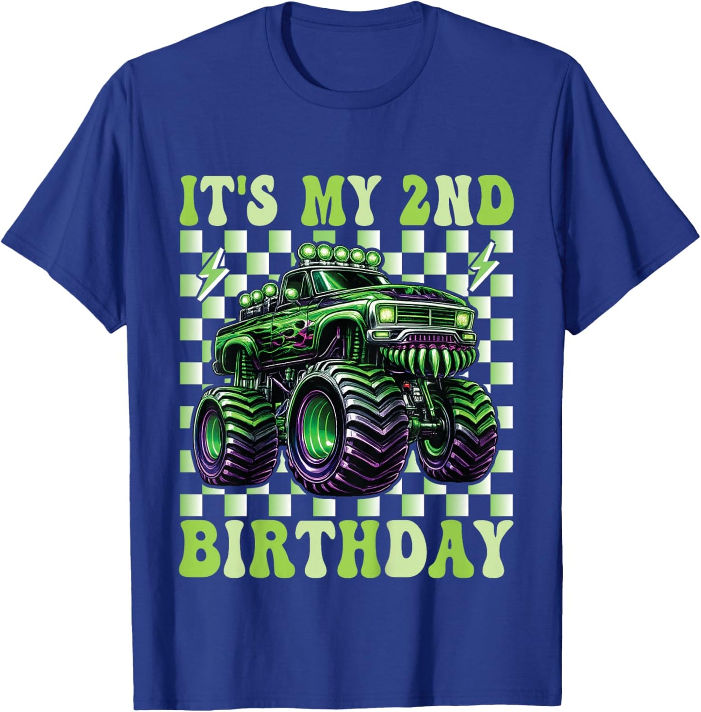 Its My 2nd Birthday Monster Truck 2 Year Old Boys 2nd Party T-Shirt - T-Shirt | Royal