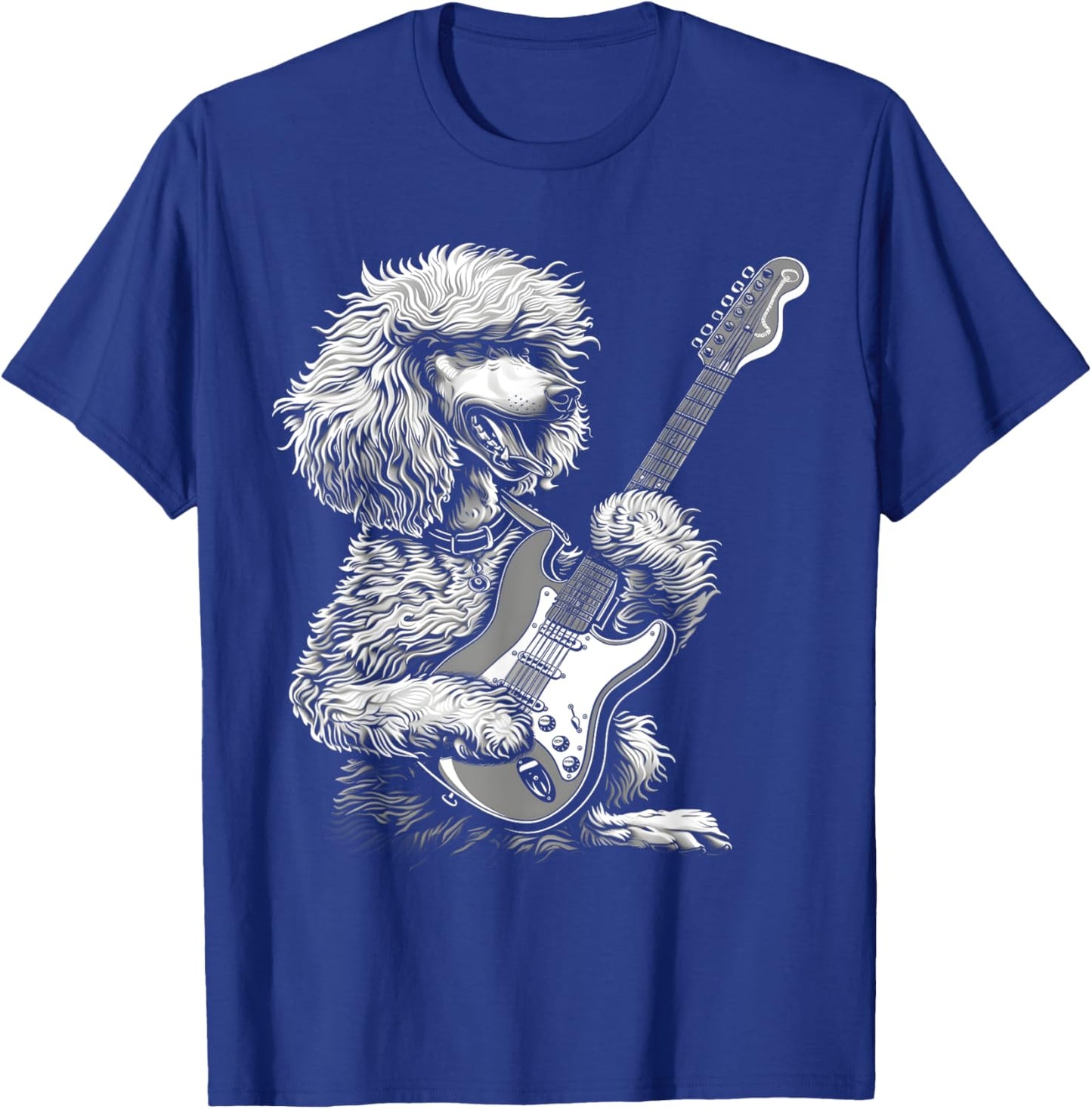 Funny Poodle Dog Playing Electric Guitar Rock Dog Dad T-Shirt - T-Shirt | Royal