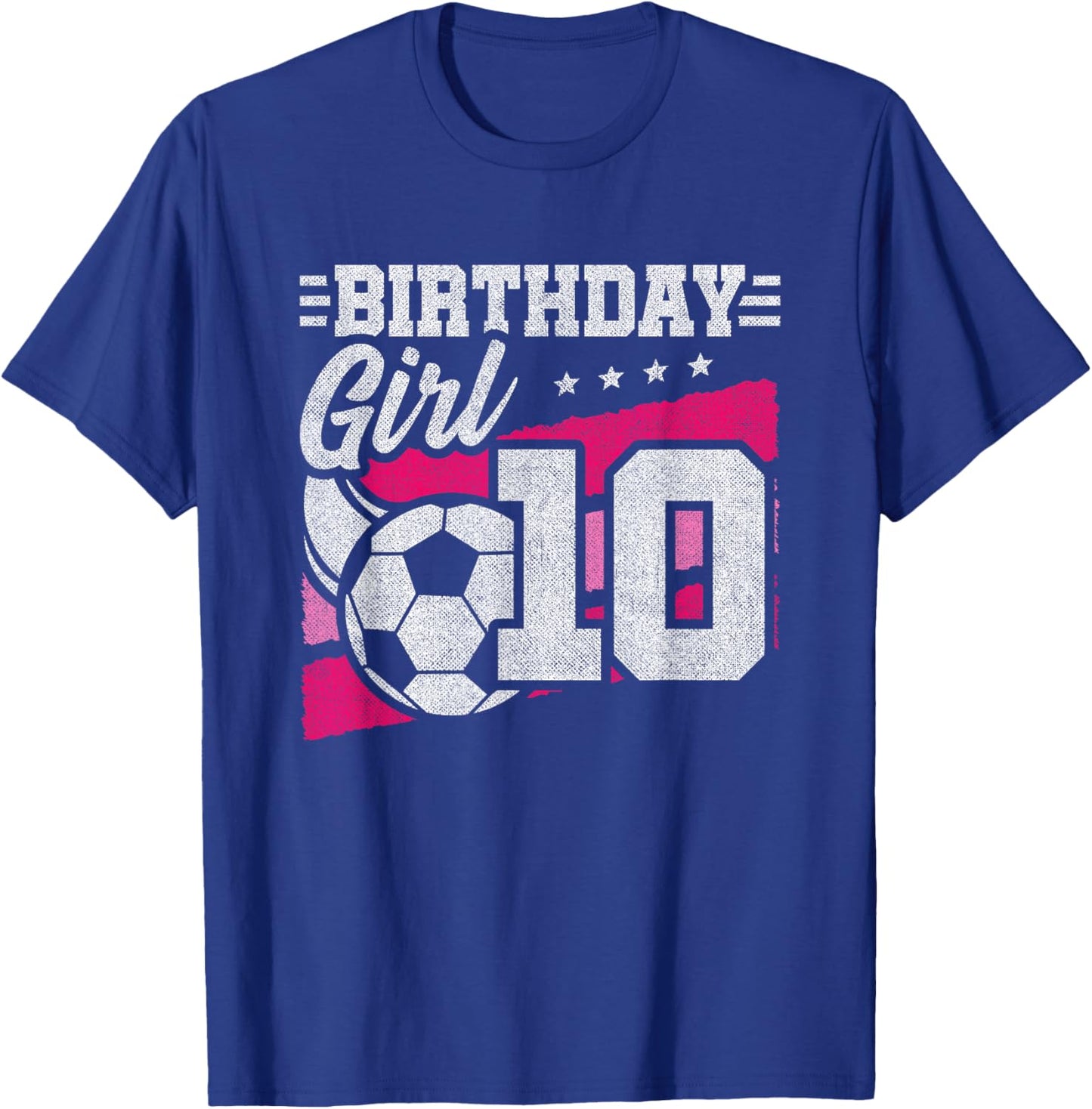 10 Year Old Soccer Birthday - Girls 10th Birthday Soccer T-Shirt - T-Shirt | Royal