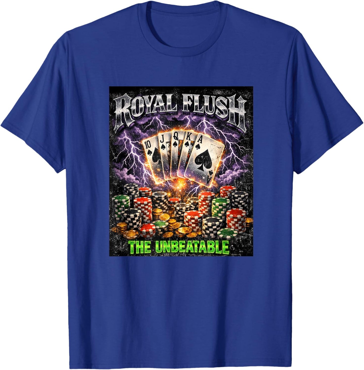 Poker Royal Flush The Unbeatable Retro Bootleg Card Player T-Shirt - T-Shirt | Royal