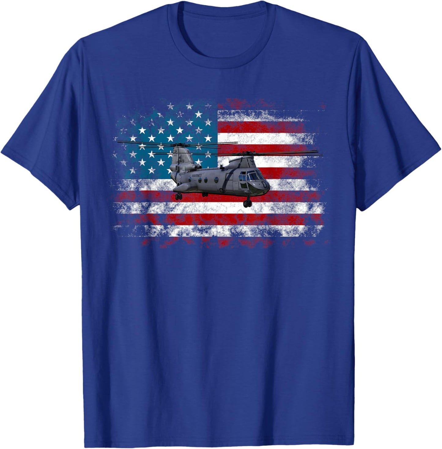 Ch-46 Sea Knight Helicopter Veteran T shirt US Flag T-Shirt - T-Shirt | Royal