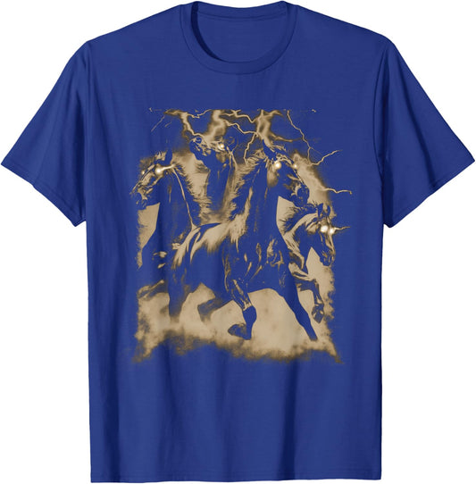 Vintage Horse Lightning Retro 80s 90s Western Grunge Graphic T-Shirt - T-Shirt | Royal