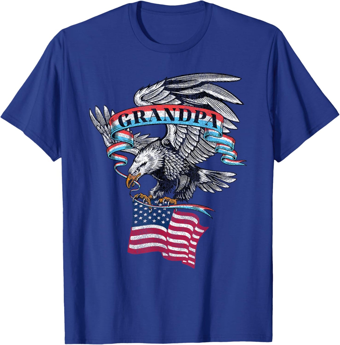 Grandpa American Flag USA Eagle Vintage Graphic T-Shirt - T-Shirt | Royal