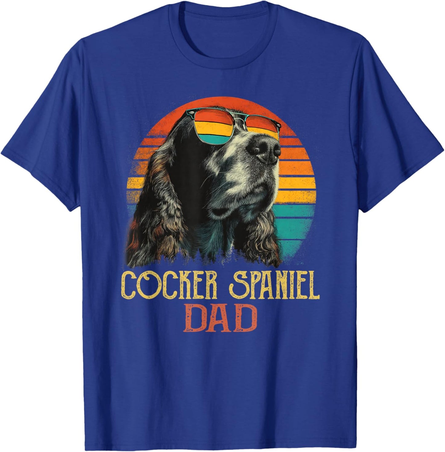 Funny Cocker Spaniel Dad Retro Vintage Dog Owner Sunglasses T-Shirt - T-Shirt | Royal