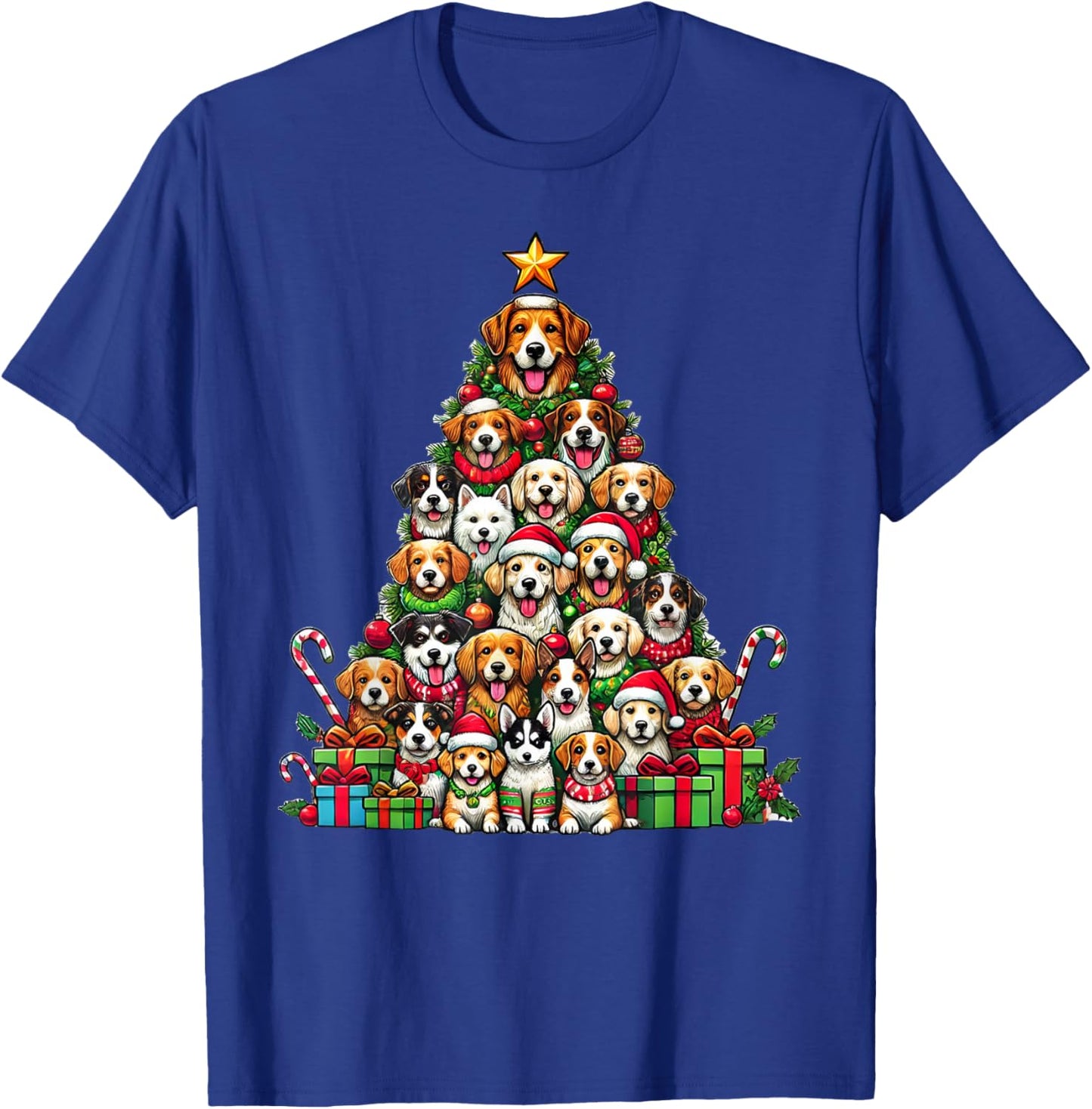 Dog Christmas Tree Funny Dog Xmas Women Girls Kids T-Shirt - T-Shirt | Royal
