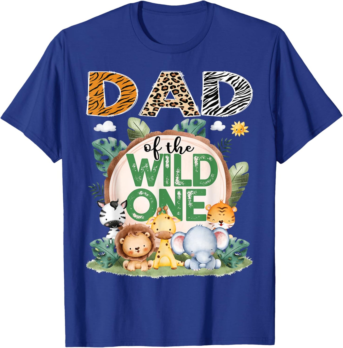 Dad Of The Wild One Safari Jungle 1St Birthday Party T-Shirt - T-Shirt | Royal
